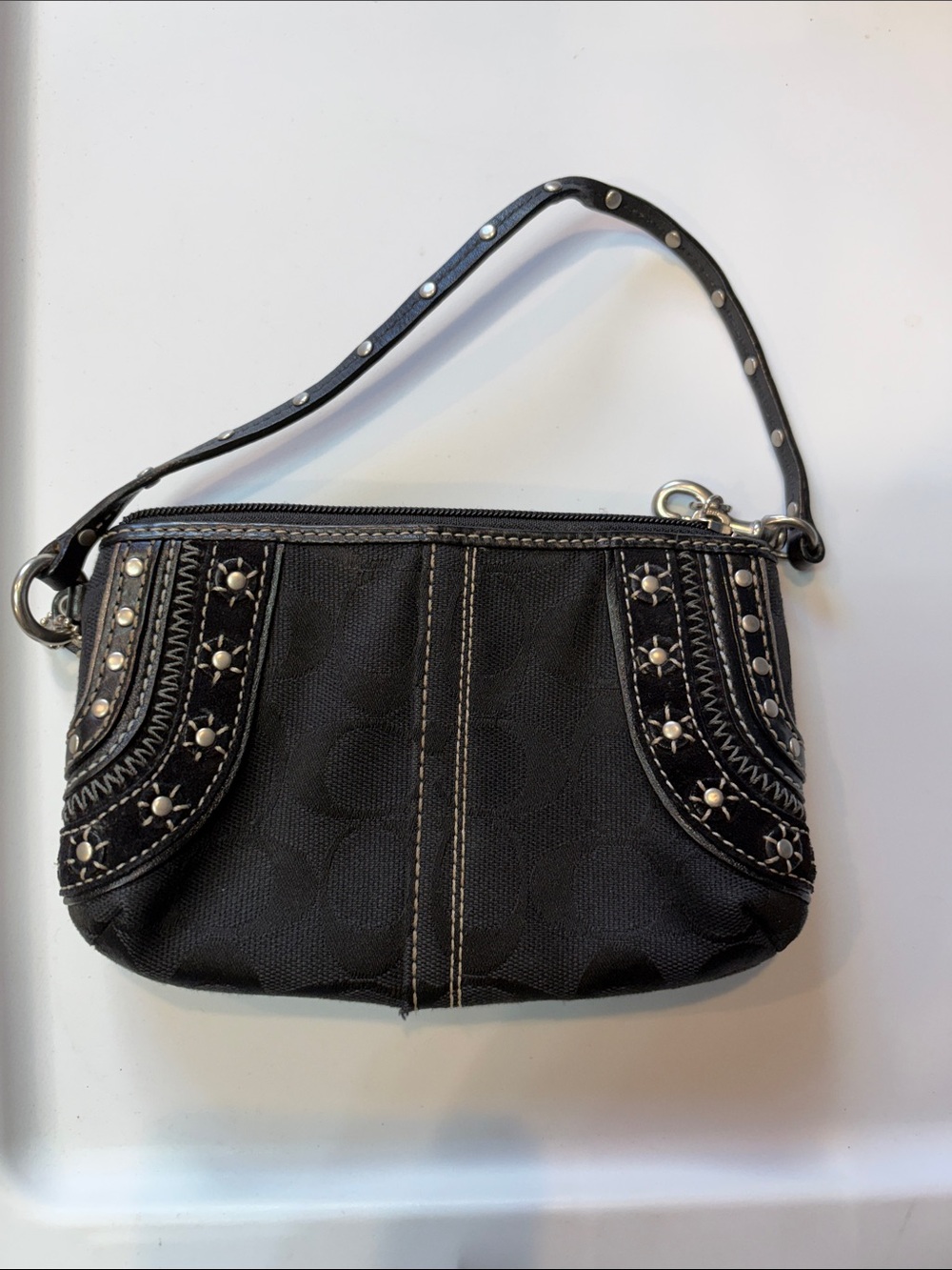Coach Black Studded Signature Wristlet